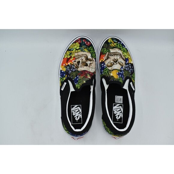 Vans Womens Size 9.5 Black White Fruit Skull Classic Slip On Sneakers Shoes - Picture 9 of 13